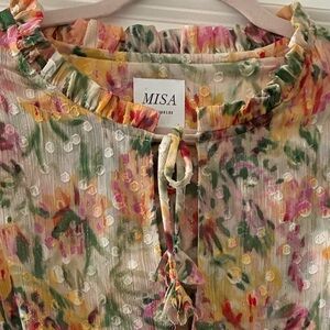 MISA Los Angeles Multicolor Floral Ruffle Tie-Front Mini Dress